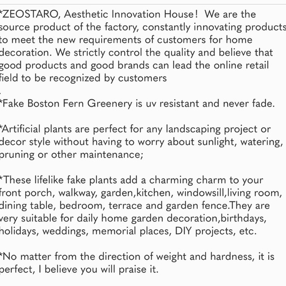 12 Bundles Artificial Plants, Fake Boston Fern Greenery Outdoor UV Resistant - Picture 11 of 11